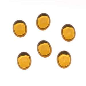 Glass Cabochons   10x8mm Ovals   Topaz Foiled (6 Pieces)
