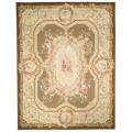 Hand knotted French Aubusson Taupe/ Ivory Wool Rug (12 x 18) Today 