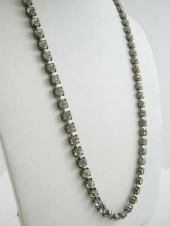 VINTAGE DESIGNER Silver Tone Crystal Belt Necklace  