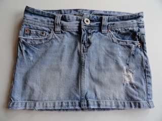 Description  Classic 5 pocket style denim jeans skirt. Destroyed 
