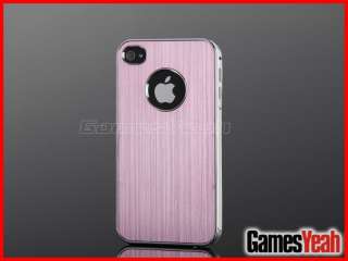 Pink Aluminum Chrome Deluxe Case Cover For iPhone 4 4S 4G + Screen 