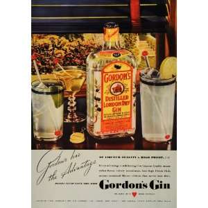  1938 Ad Gordons Distilled London Dry Gin Cocktails 