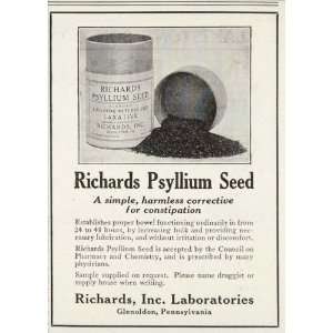  1929 Ad Richards Psyllium Seed Laxative Constipation 
