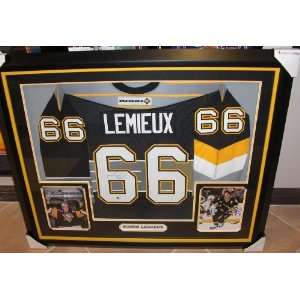Mario Lemieux Autographed Jersey   ~ Custom Framed:  Sports 