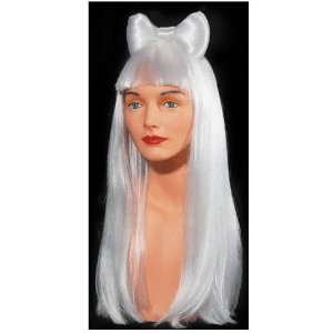  White Hair Bow Long Wig (1 per package) Toys & Games