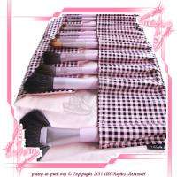 NEW Italian PuPa 21 pc cosmetic makeup brush Pink checkered case kit 