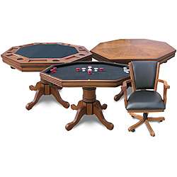 Hathaway Dark Oak 3 In 1 Poker Table with 4 Chairs  