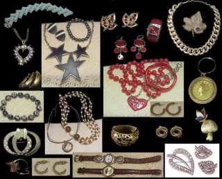 Vintage Estate Costume Jewelry Lot 60s, 70s & 80s, Watches, earrings 