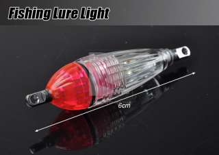 Mini LED Deep Drop Underwater Fishing Squid Lure Light RED Flashing+ 3 