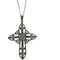 Sterling Silver Marcasite Large Cross Necklace