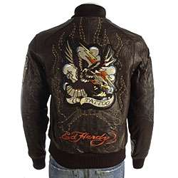 Ed Hardy Mens Tattoo Eagle Leather Jacket  Overstock