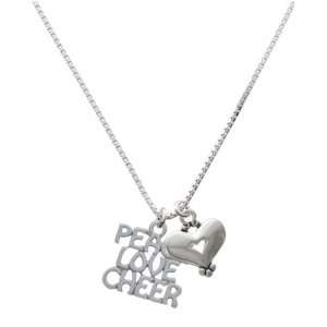    Peace, Love, Cheer and Silver Heart Charm Necklace: Jewelry