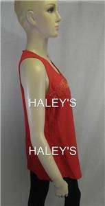 MM COUTURE BY MISS ME RED SILK SEXY BEADED TOP SZ SMALL 883364132705 