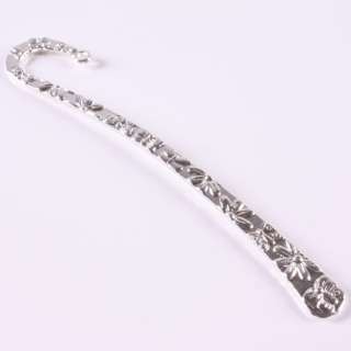 CHARM SILVER WHITE ZINC ALLOY BOOKMARK CARVED HOOK 6PCS  