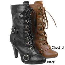 Anne Michelle by Journee Womens Lace up High Heel Boots  Overstock 