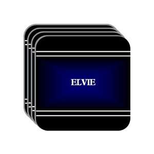 Personal Name Gift   ELVIE Set of 4 Mini Mousepad Coasters (black 