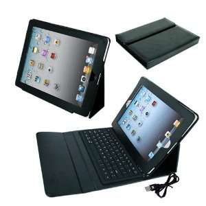  Premium Ipad Leather with Bluetooth Keyboard Case + Black 