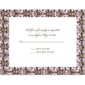  Brown Damask With Pink Border Reply Cards: Home & Kitchen