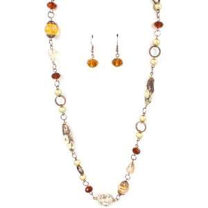 Sparkles Fashion Necklace   Natural Brown Necklace and Earring SET 