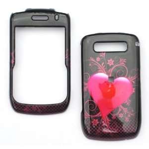  3D RED HEART on BLACK CARBON FIBER snap on cover faceplate 