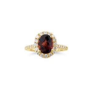  0.87 Cts Diamond & 2.80 Cts Garnet Ring in 14K Yellow Gold 