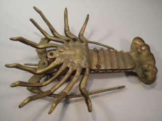 Brass Shrimp Crayfish Lobster Prawn Wall Ornament Animal Sea Water 