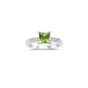  0.06 Cts Diamond & 0.89 Cts Peridot Engagement Ring in 14K 
