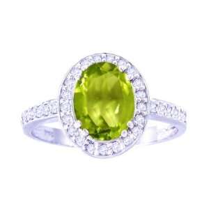   Gemstone and Diamond Engagement Ring Peridot, size5 diViene Jewelry