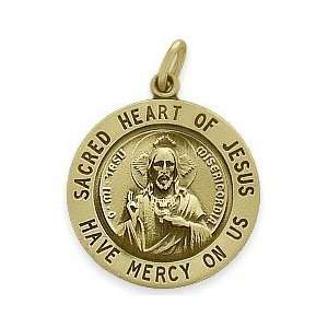  14 Karat Yellow Gold Sacred Heart of Jesus Religious Medal 