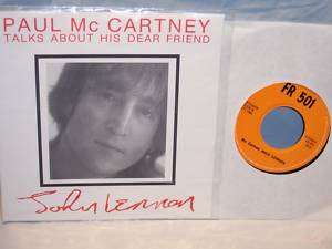 Paul McCartney talks about his dear friend 45 RPM Mint  