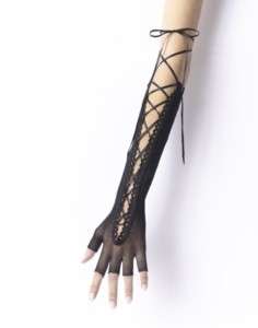 80s Black Fingerless Lace Gloves Pop Madonna Costume  