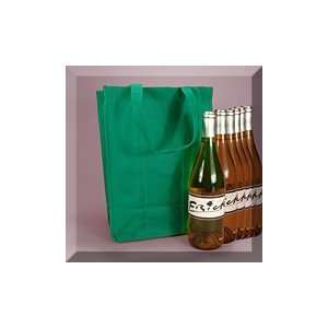  100ea   10 X 7 X 14 Green 6 Bottle Wine Non Woven Bag 
