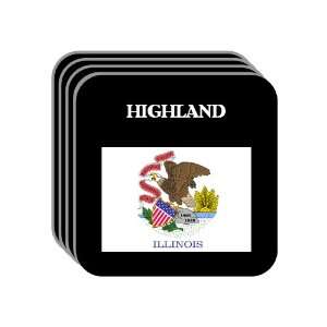  US State Flag   HIGHLAND, Illinois (IL) Set of 4 Mini 