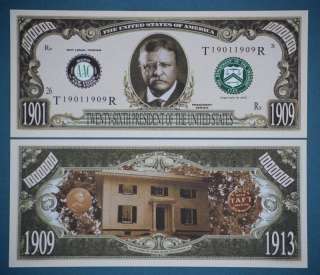 Theodore Roosevelt Dollar Bill Money PLUS HOLDER  