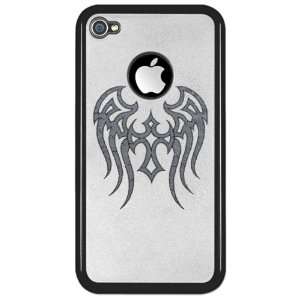    iPhone 4 or 4S Clear Case Black Tribal Cross Wings 
