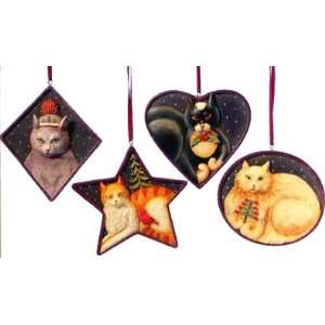  Country Cats Kittens Set 4 Christmas Ornaments New Gift 
