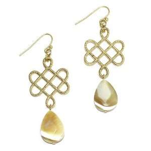   Fashion Dangle Earrings; 2.25L; Natural Stone; Gold Metal; Jewelry