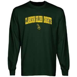 Clarkson Golden Knights Forest Green Logo Arch Long Sleeve T shirt 