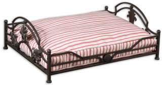   Luxury Iron Fleur De Lis DOG/PET BED Classic Pink Ticking Stripe NEW