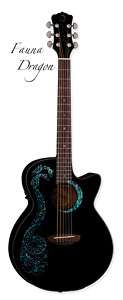 Luna Fauna Dragon Black Acoustic Electric Guitar  