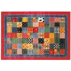  Quilt Red Border Area Rug 5 3x7 6