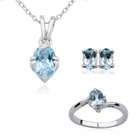 Aesthetic Jewels Rhodium Plated Sterling Silver Genuine Blue Topaz 