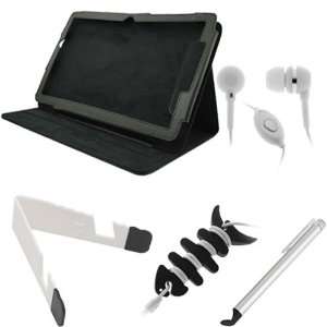  GTMax White Mini Stand for Tablet + Black Folio Leather 