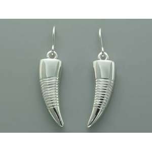  Sterling Silver Rhodium Finish Horn Shaped Fish Hook Earrings Peora