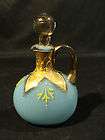 Antique Moser Enamelled Glass Vase w Gilt Brass Foliate Mount Bohemia 