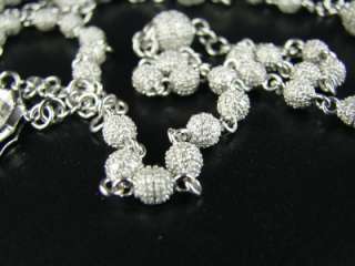 WHITE GOLD ROSARY ROUND DIAMOND CHAIN NECKLACE 12.95 CT  