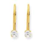 FindingKing 14K Gold April White Zircon Stud Earrings Jewelry