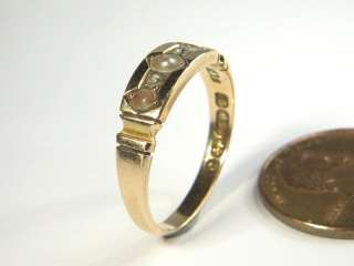 ANTIQUE ENGLISH 15K GOLD PEARL DIAMOND RING c1892  