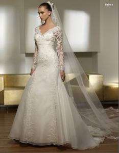 long lace sleeve wedding dress bridal gown size custom  