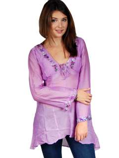 NEW Jasmine Beaded Jewel Lilac Purple Tunic Top S M XL  